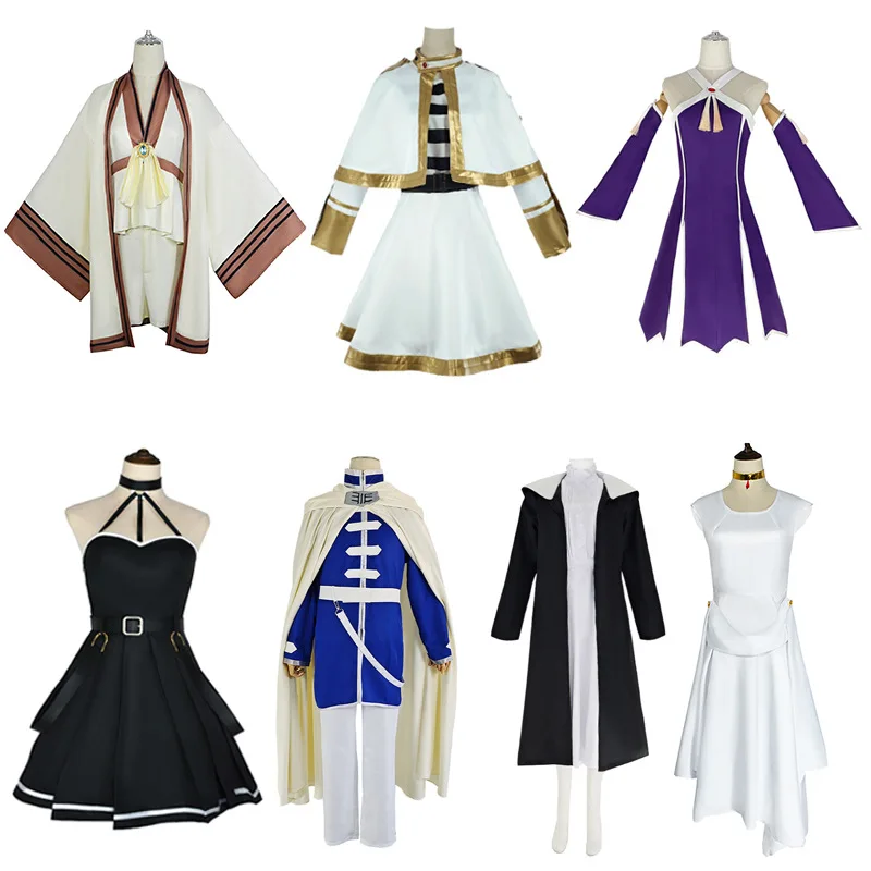 Komplettes Frieren-Cosplay-Outfit, bestehend aus universellen Kostümen für sieben Charaktere. Unisex-Kostümkleidung, geeignet für Halloween.