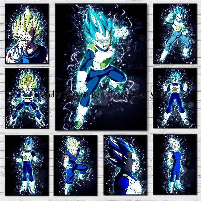 High Quality Canvas Painting Hot-blooded Dragon Ball Vegeta Poster Picture Room Bedroom Decoration Paintings Kids Anime Figures