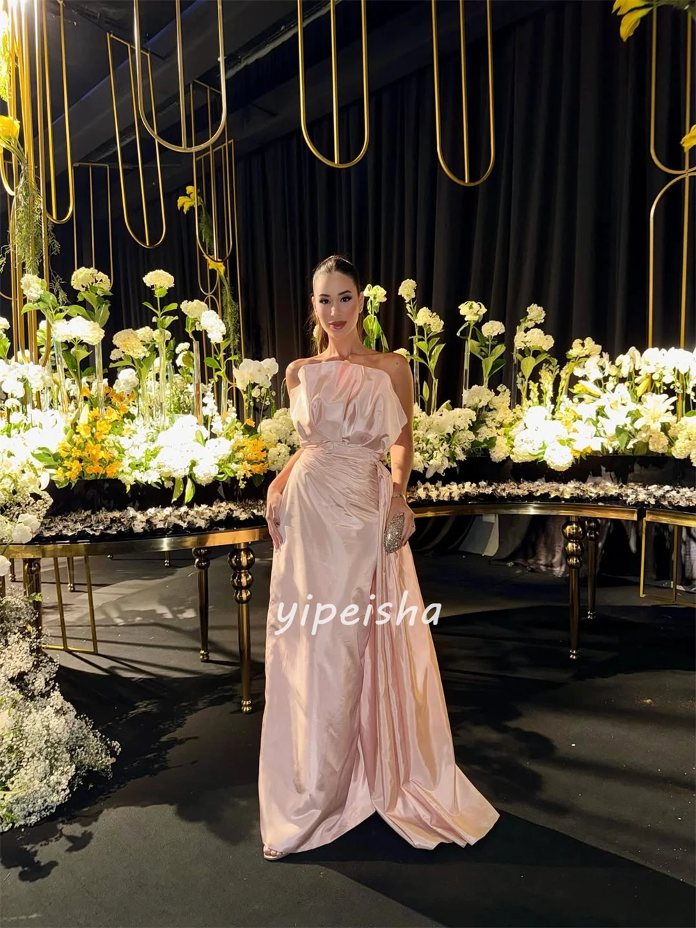 Personalizado de alta qualidade simples plissado ruched em linha reta sem alças vestidos longos sob medida vestidos de ocasião tamanhos disponíveis formal