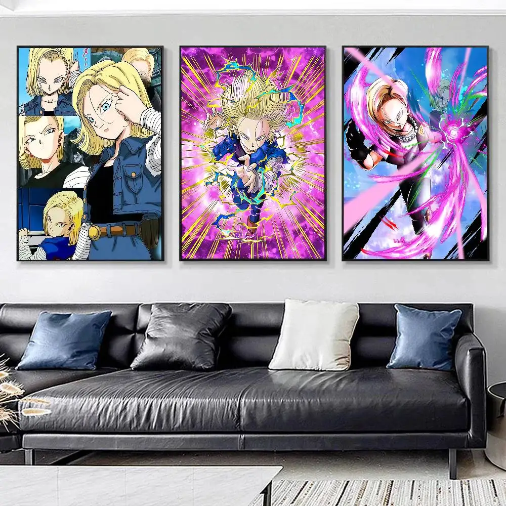 Anime Dragon Ball Android 18 Posters HD Print Vintage Wall Art Decor for Home Study Room