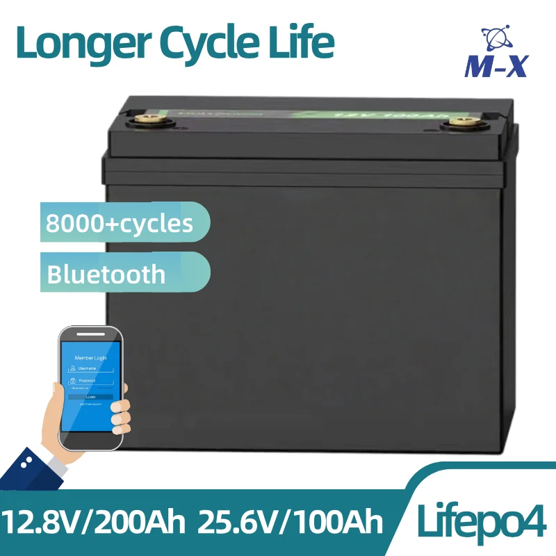 

LiFePO4 Battery Bluetooth 24V 100Ah Solar Rechargeable lithium Pack Grade A Cell with BMS Golf Cart Boat Solar