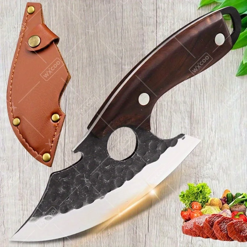 1 PC Kitchen Chef Knife Stainless Steel Multipurpose Boning Knife with Sheath for Cooking Camping BBQ and Outdoor Use