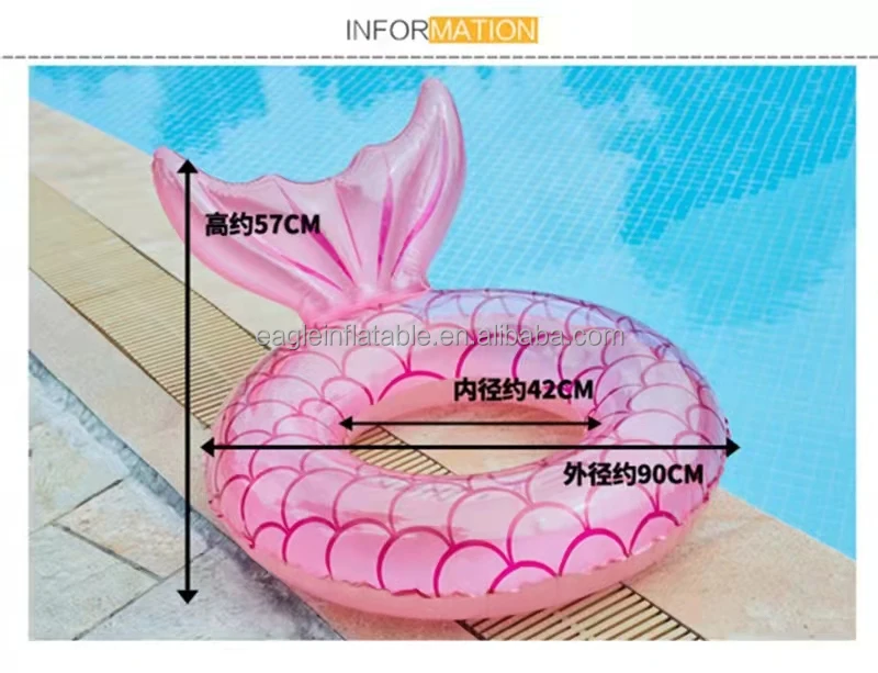 Factory Hot Inflatable Mermaid Tail Ring Float For Girls Inflatable Pool Party Toys Wholesale