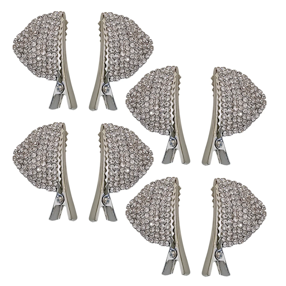

8pcs Cat Ears Hair Clips Shiny Rhinestone Barrettes Durable Halloween Headdress Accessories Girls Women Party