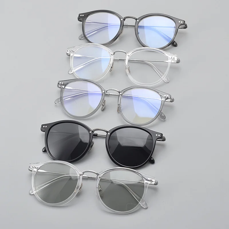 Transparent Acetate Titanium Fashion Glasses Frame High Quality Optical Eyeglasses Myopia Reading Personalized Eyewear for Men A