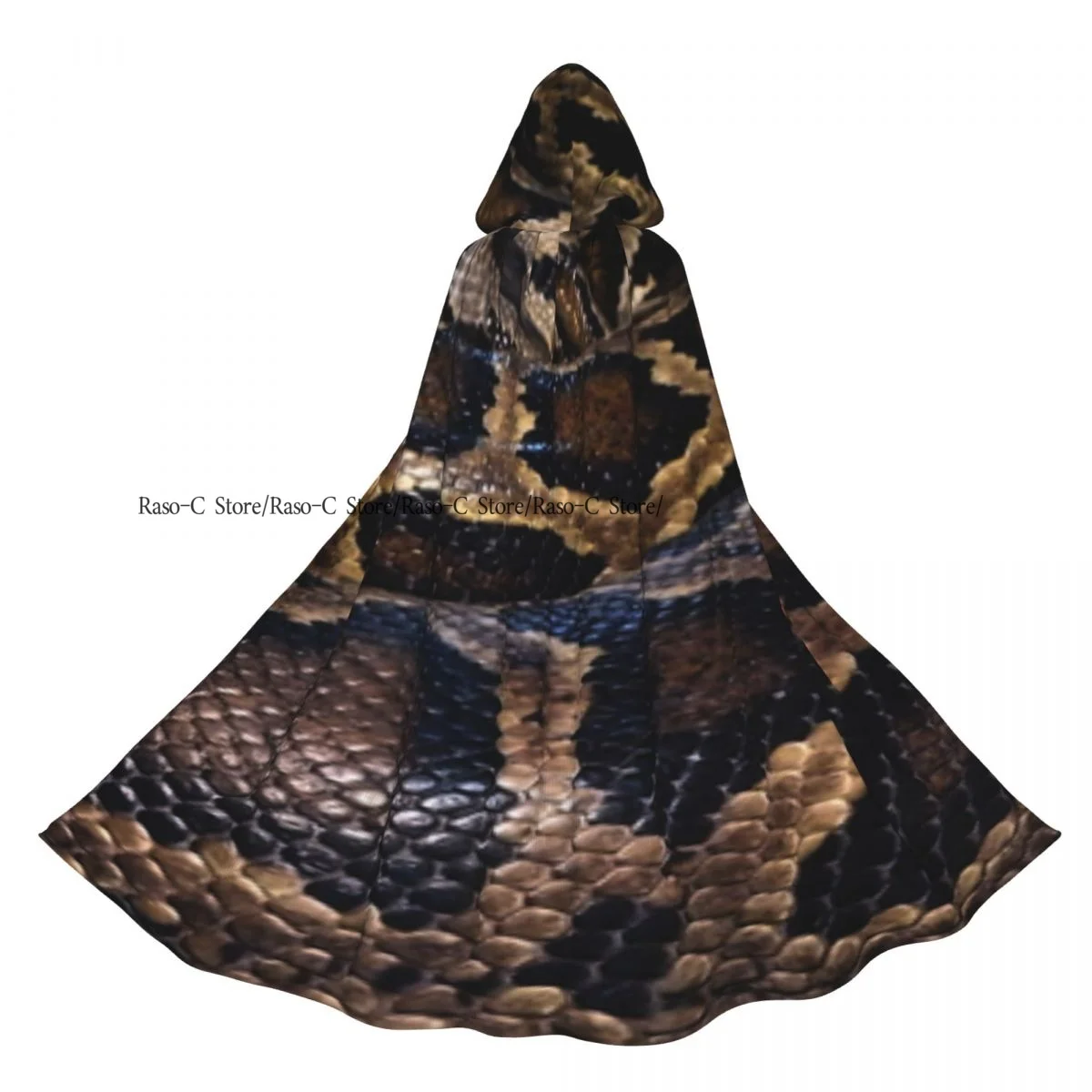 Hooded Cloak Unisex Cloak with Hood Python Snake Print Cloak Vampire Witch Cape Cosplay Costume