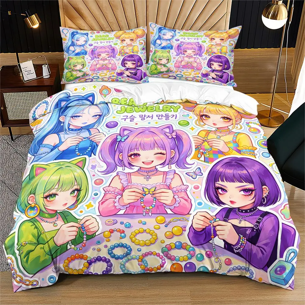 Streetwear Sleeveless Girl Digital Print Duvet Cover Set Comforter Cover Bedding Set No Filler Punk Room Bedding
