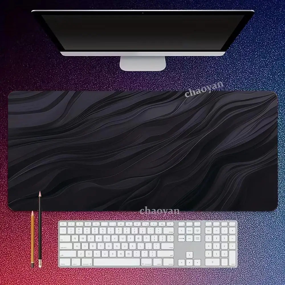 

Коврик для мыши с черными линиями, большой, для компьютера, офиса, игр, XXL, резиновый, противоскользящий, для игровой клавиатуры и мыши, длинный настольный коврик