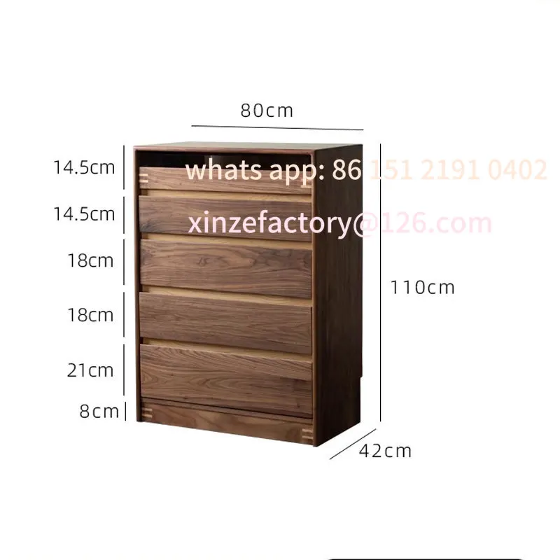 Customizable black walnut chest cabinet living room dining room side cabinet all solid wood simple modern bedroom chest of drawe