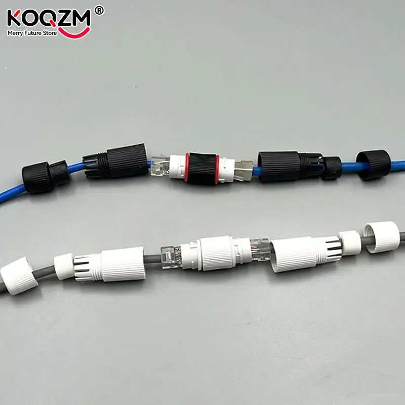 Conector de acoplamiento RJ45 piezas, extensor de Cable de red de banda ancha para exteriores, resistente al agua IP67