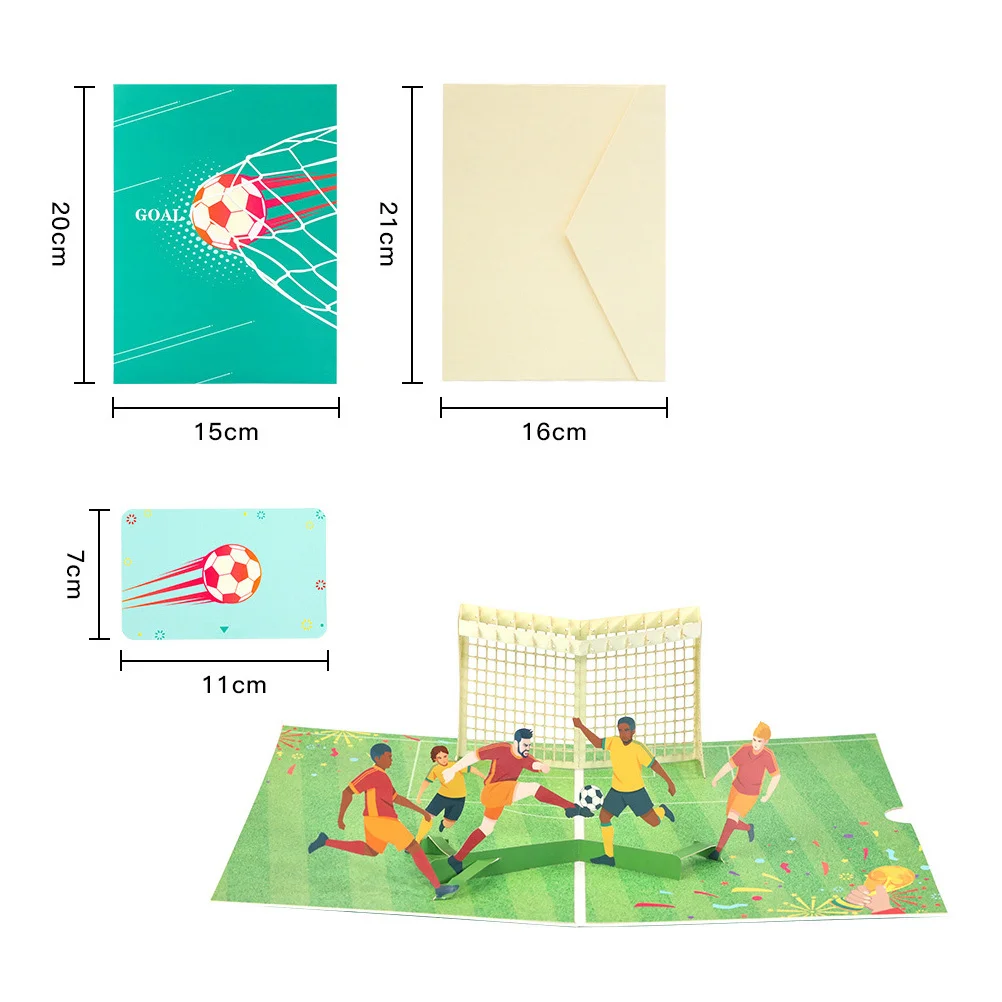 بطاقة تهنئة لعيد الميلاد ثلاثية الأبعاد لموضوع كرة القدم للمراهقين والبالغين، ورق ممتاز، كتابة سلسة، تصميم فريد للاحتفال بأي مناسبة
