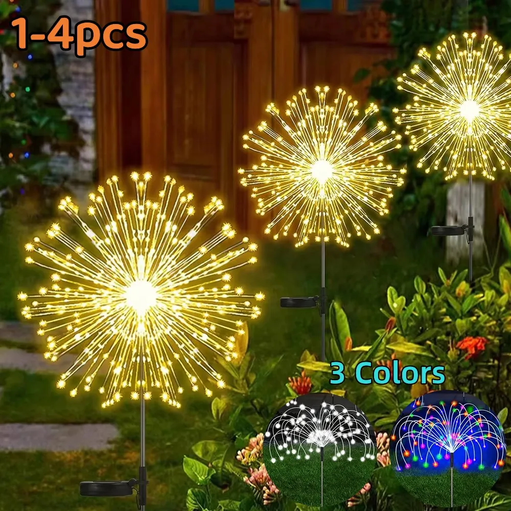 Solar Firework Lights Outdoor IP65 Waterproof Solar 8 Lighting Modes Fairy String Light Christmas Lighting Garden Decoration