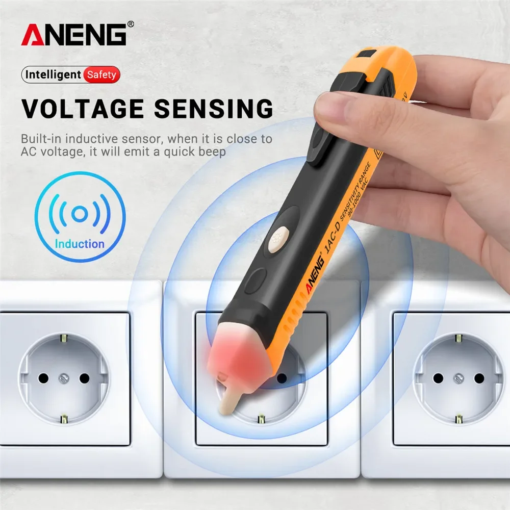ANENG 1AC-D probador de circuitos boligrafos tester electricista detector corriente sin contacto busca polos electrico pluma indicador lapiz comprobador de tension enchufe eléctrico Sensor  voltaje AC110V 220V luz LE