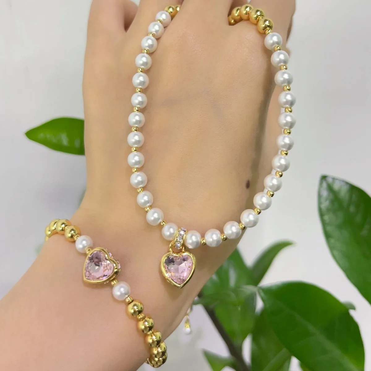 2026 New Trend Fine Jewelry Set Charming Gold Pink Blue Water Drop Crystal Fashion Necklace Bracelet Ring Earring Gift for Women view 5