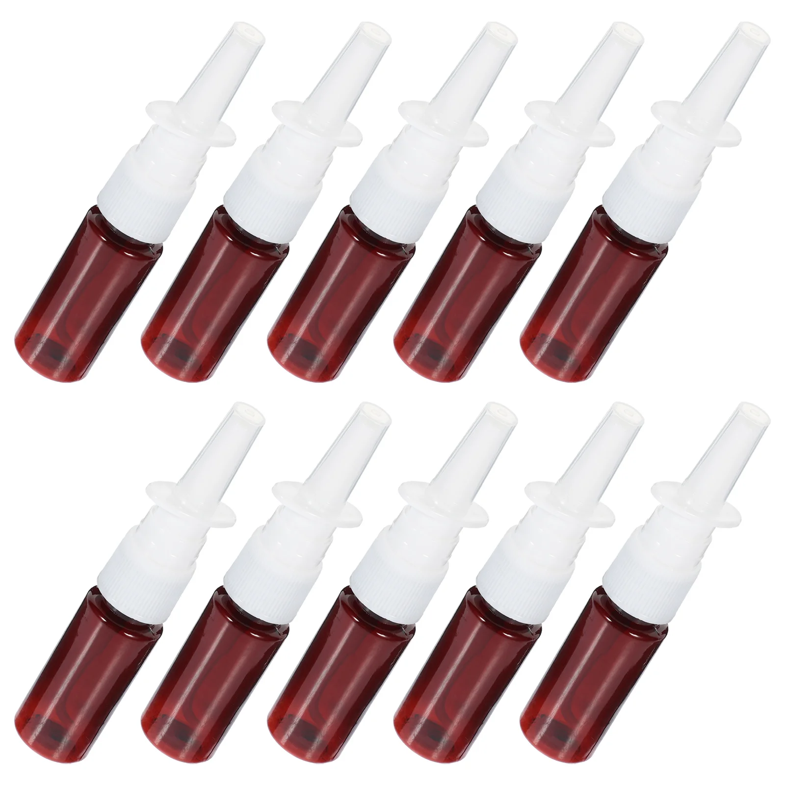 10 garrafas portáteis do pulverizador nasal dos pces 15ml garrafas vazias recarregáveis do pulverizador da névoa fina (animal de estimação marrom + injeção direta 18r)