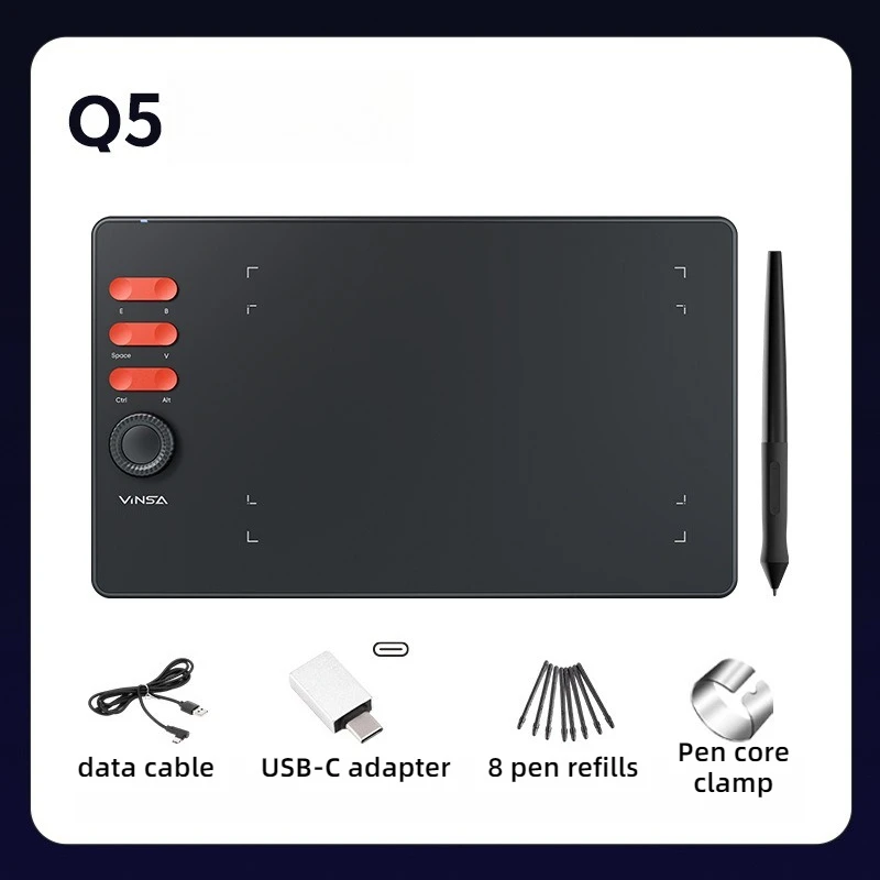 7.68x4.8" Graphics Tablet Drawing Board with Stylus OTG Adapter Portable Drawing Tablet for Windows MacOS Computer Android Phone