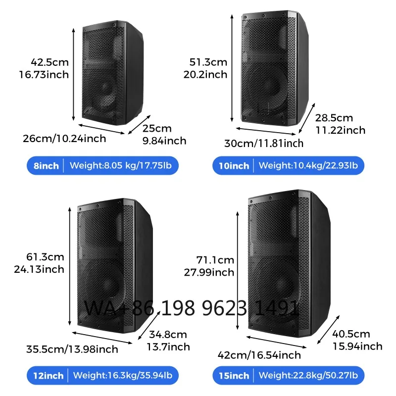 8/10/12/15 Inch 2-Way Wooden Full Range Speaker Professional Audio System for Karaoke Party Stage Sound Equipment