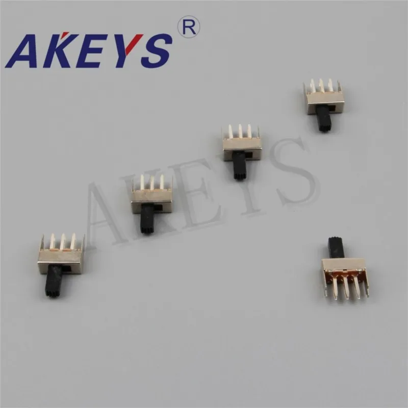 10PCS SS-22F17 2P2T Double pole double throw 2 position slide switch 6 solder lug pin verticle type with 2 fixed pin