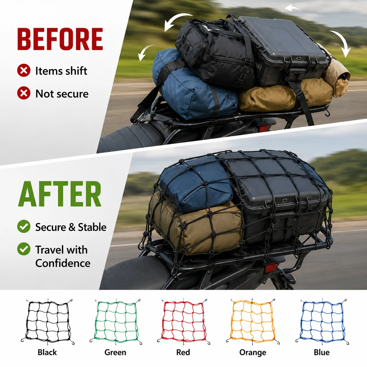 Rete elastica per bagagli moto - Tank Divider Mesh recensione e prezzo