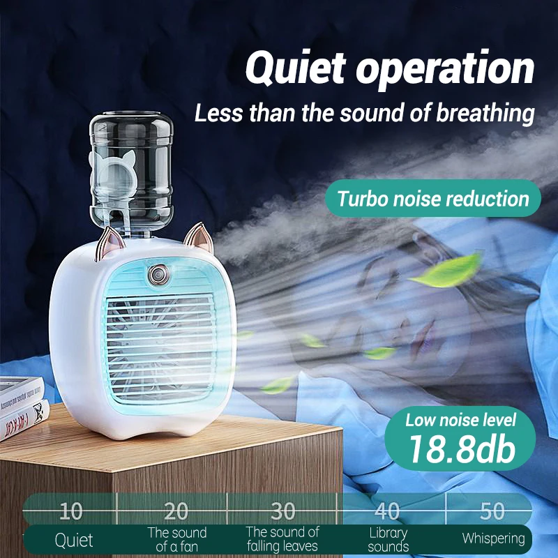 Ventilador de escritorio de nebulización portátil, ventilador de niebla de agua pulverizada para acampar, 3 modos, ventilador de refrigeración Personal con tanque de agua, hogar y exterior, 1200/2400mAh