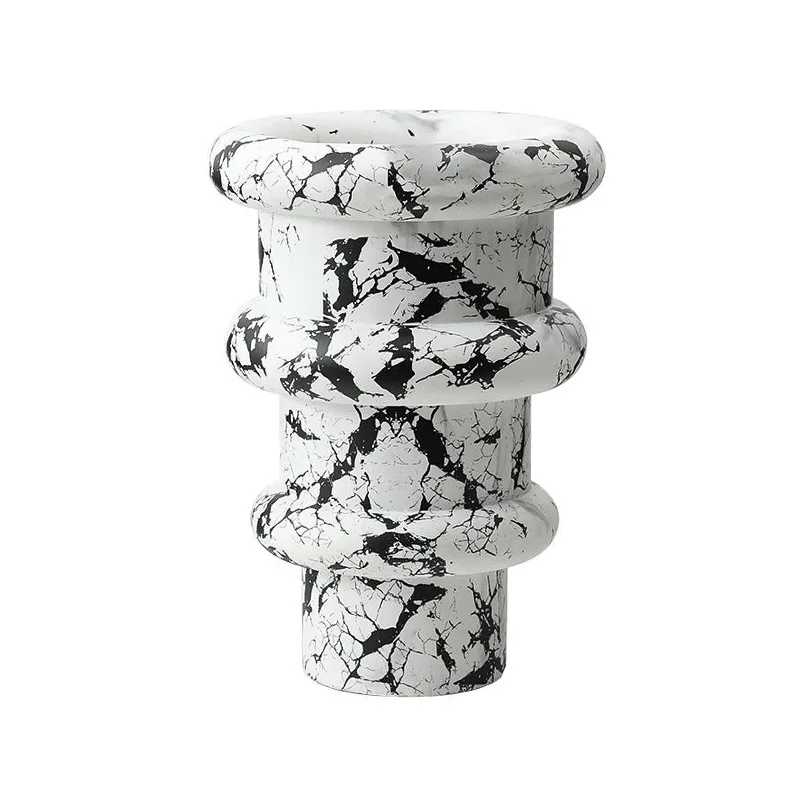 New Chinese modern creative ink cloud pattern vase model room villa living room dining table flower arrangement