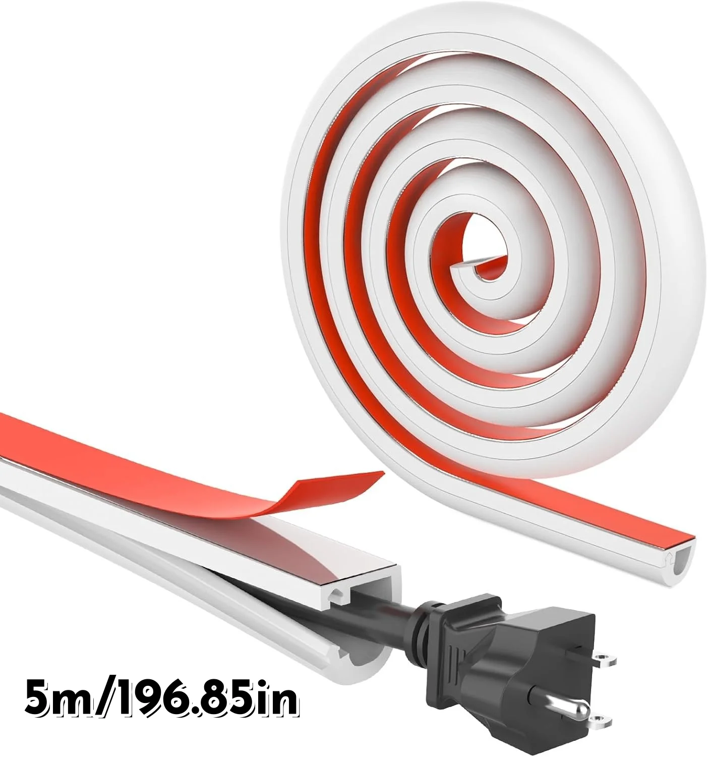 1 Stück 5 m/196,85 Zoll Kabelversteck, flexibler Kabel-Concealer für wandmontierte Fernseher, selbstklebender Kabelversteck