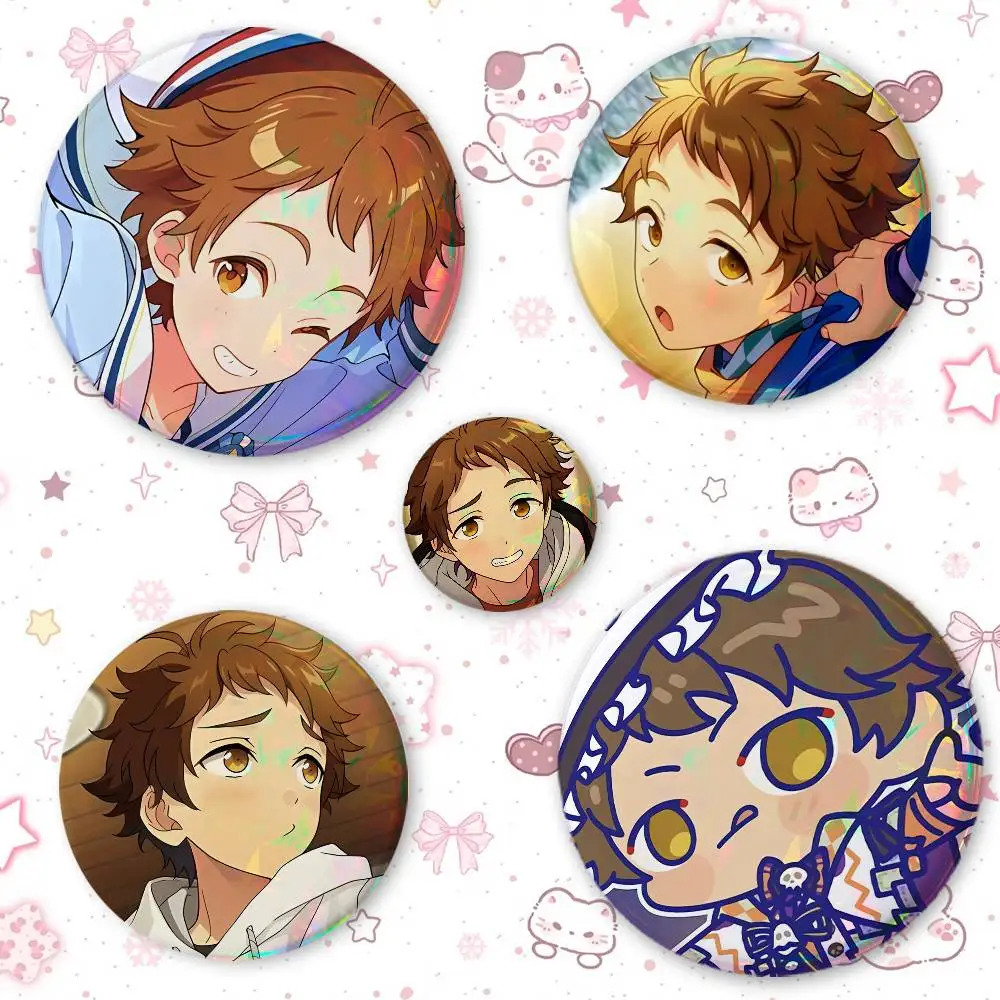 Mi-tsuru Te-nma Ani-me- Creative Round Button Pins Badge Set Cartoon Anime Movie Music Pattern Brooches For Bags Jackets