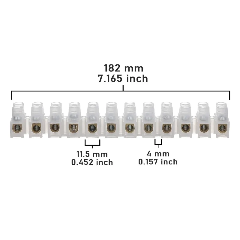 AUKENIEN 60A 12-Pin Double Row Screw Terminal Block Electrical Connection Strip Quick Connect Wire Connector White