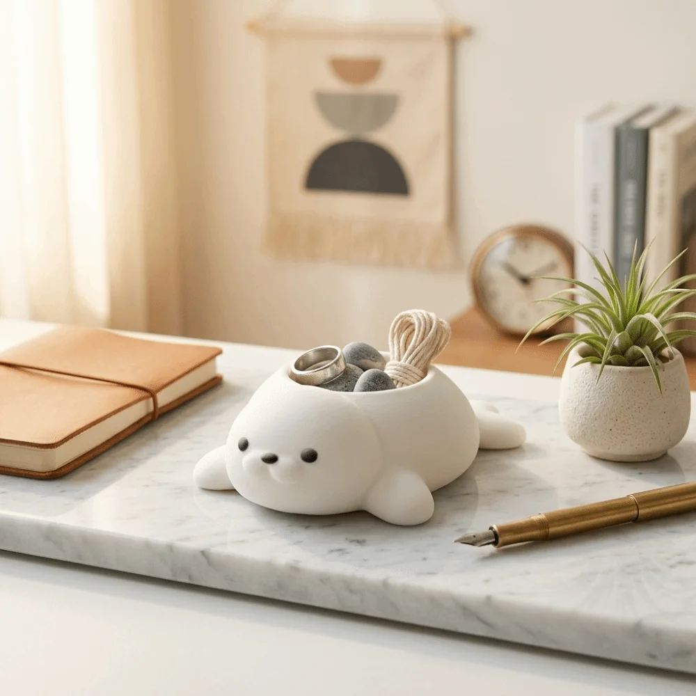 3D Printed Seal Flowerpot Storage Box Jewelry Holder Desktop Ornaments Home Decor Funny Potted Plant Containers Indoor