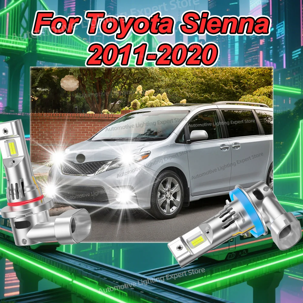 

2/4 шт. светодиодный светильник Canbus 6000K с вентилятором, автомобильная фара для Toyota Sienna 2011-2020 2012 2013 2014 2015 2016 2017 2018 2019