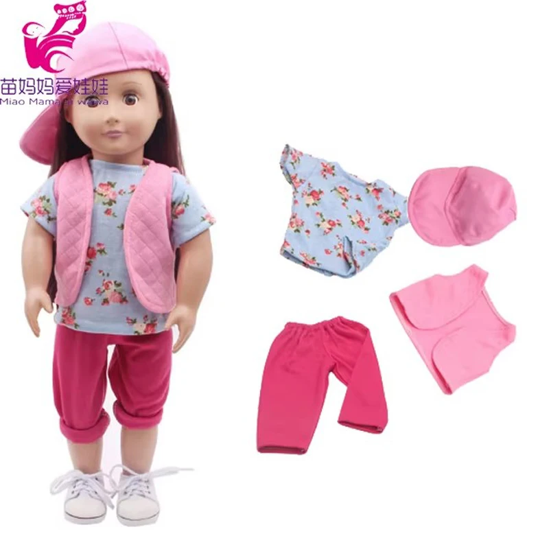 Doll Clothes vest trousers and cap for 45 cm girl doll 18 inch doll outwear suit for baby doll Accessories