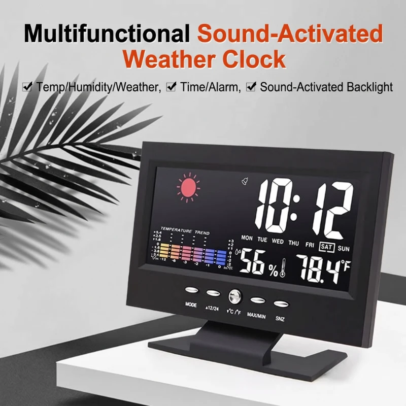Smart Multifunctional Luminous LED Alarm Clock Perpetual Calendar Digital Alarm Clock Voice-Controlled Electronic Alarm Clock