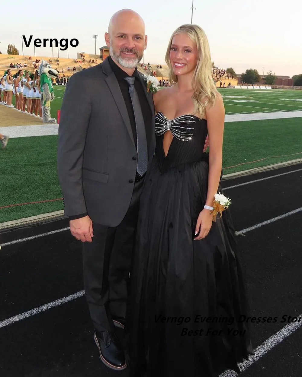 Verngo-Vestido de festa recortado longo de lantejoulas, Uma linha, Cetim, Sem mangas, Preto, Noite, Vestido de formatura, Ocasião formal