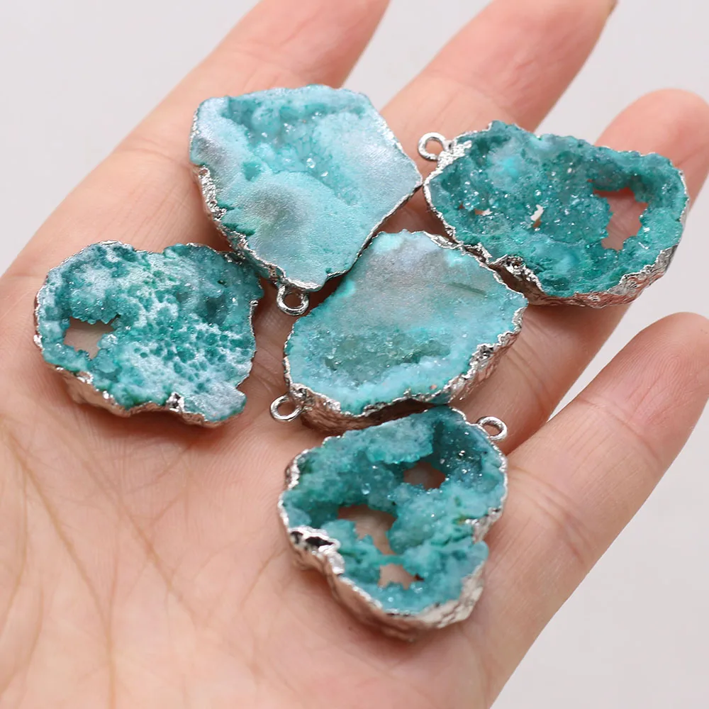 2PC Natural Stone Pendants Irregular Shape Blue Crystal Bud Pendant Charms For Necklace Bracelet Earring Jewelry Making Handmade