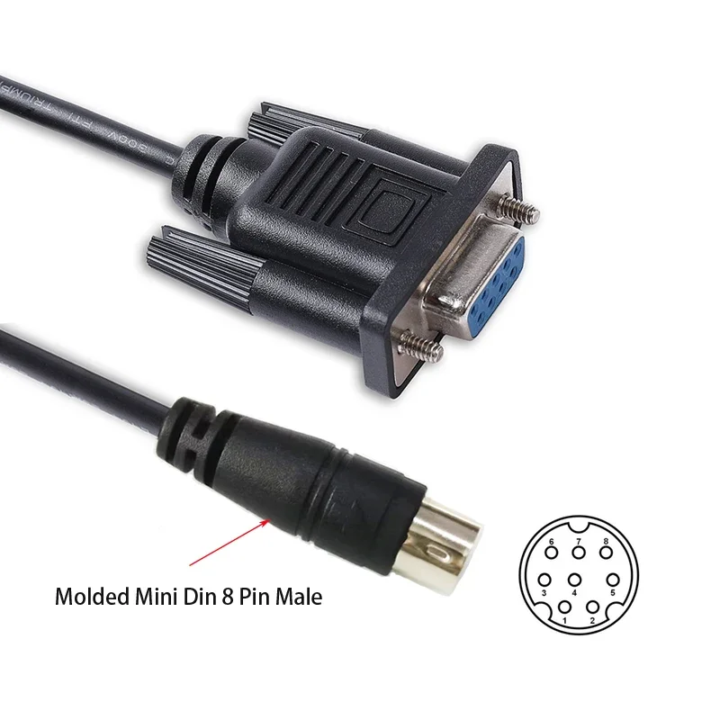 Mini Din 8 Pin Male to DB9 Female Cable for Connecting Mitsubishi FX Series PLC to Weinview MT-8072iP HMI