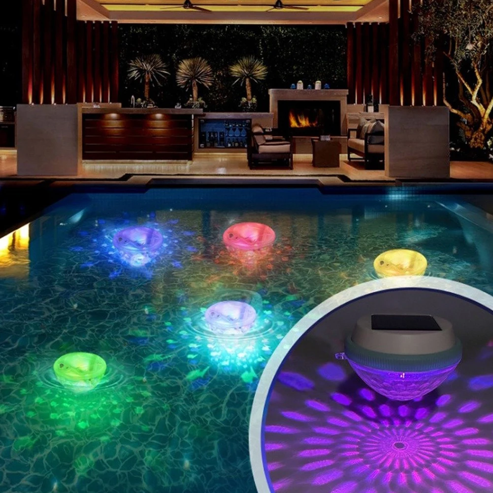 2 Pack Solar Powered Floating Pool Lights Offering RGB Cycling and Steady for Warm Glow for Outdoor for Pool and Spa Areas