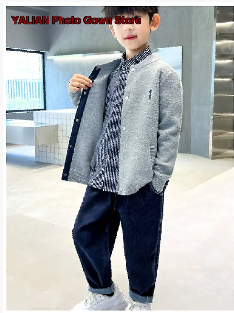 Boys Knit Jacket Spring 2026 Trendy Stylish Fall Outwear for Older Kids