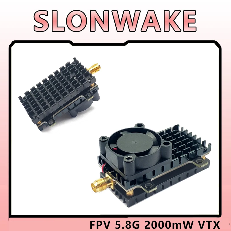 SLONWAKE 5.8GHz 48CH 2000mW High Power 20Km+ Long Range VTX Transmitter Built-in Cooling Fan For RC FPV Fixed-wing Drones