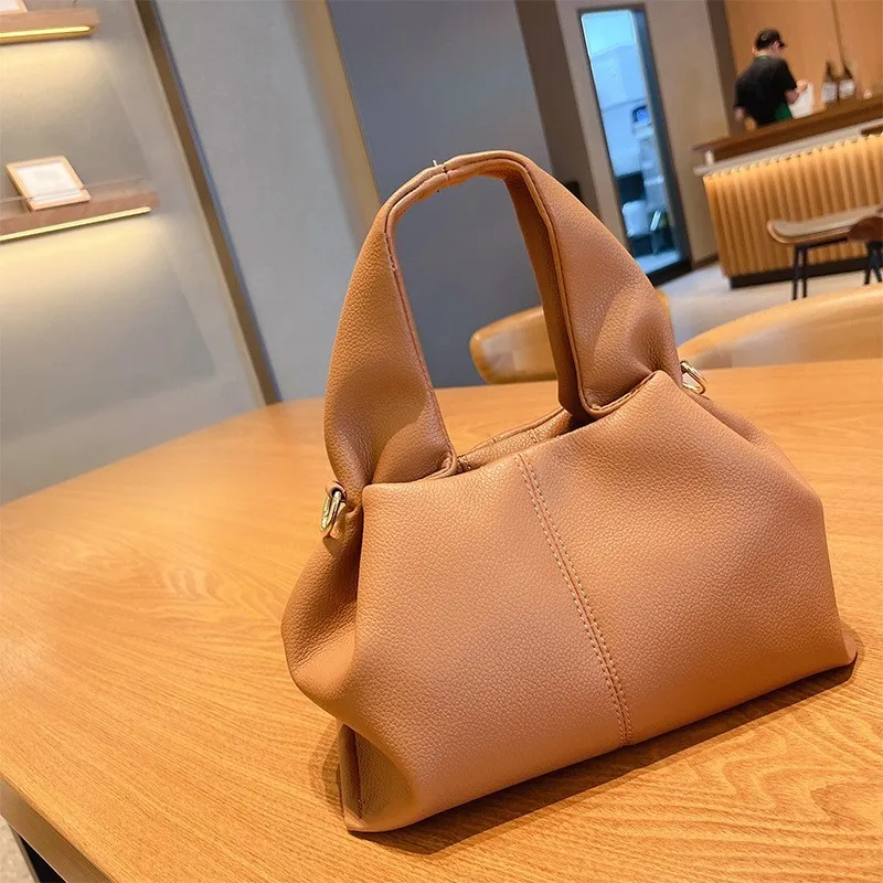 Retro Pu Leather Handbag For Women French Versatile Solid Color Crossbody Bag 2024 New Fashion Luxury Simple Black Shoulder Bags