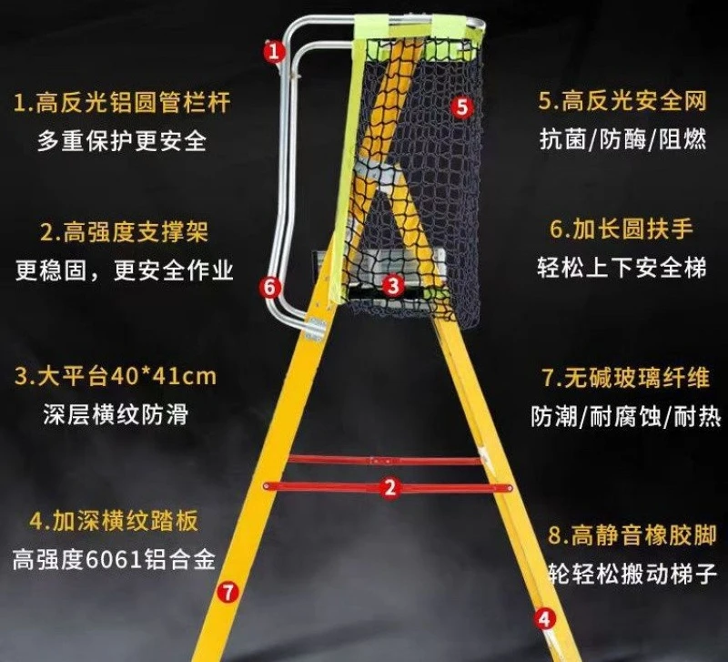 Isolierte, verdickte, glasfaserverstärkte Kunststoff-Sicherheits-Fischgrätenleiter, Plattformleiter, Handlauf, Zaun, Sicherheit