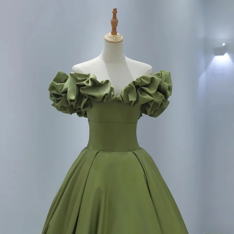 Sweet Memory-Robe de princesse en satin vert vin rouge pour filles, corset à lacets dans le dos, robe de soirée formelle, robes sexy sur mesure pour les occasions, O135