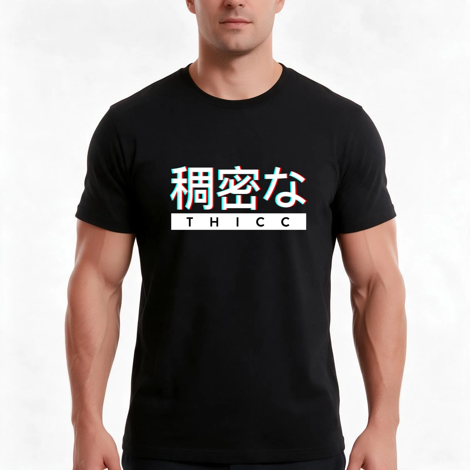 Aesthetic Japanese THICC Logo T-Shirt, Funny Graphic Print Tee, Unisex Cotton Casual Short Sleeve Top