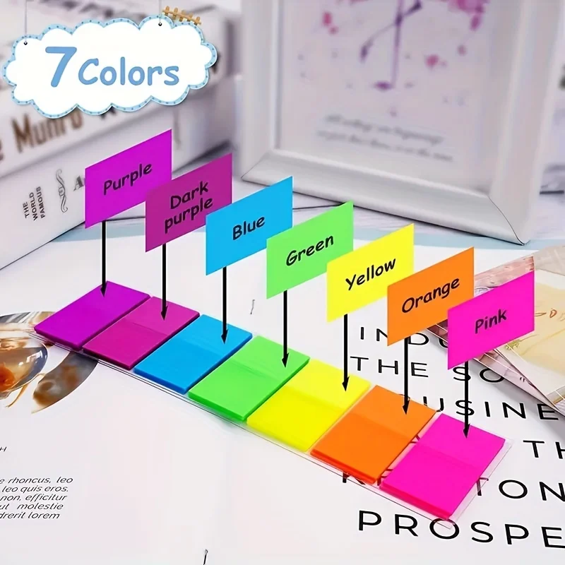 1020매 다채로운 스티커 메모 세트 - 투명 PET 방수 색인 탭, 접착 페이지 마커, 재사용 가능한 플래그