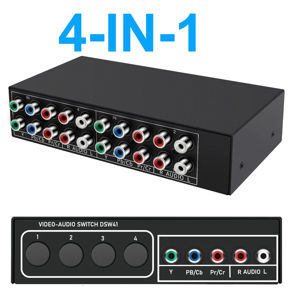 4X1/3X1 Ypbpr Component Video&Audio Switch 3/4 in 1 out 5 RCA Ypbpr component Video selector Switch box view 2