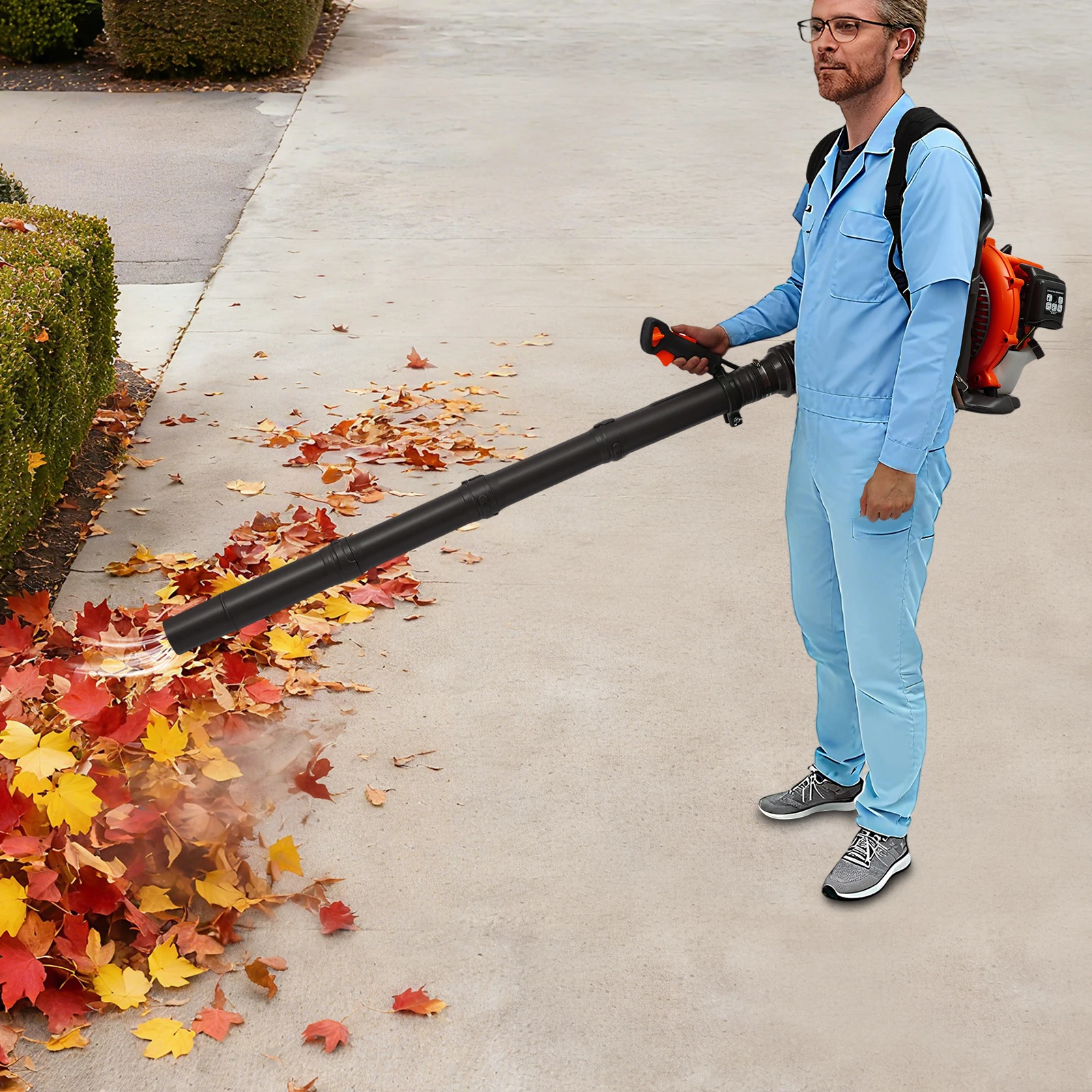 ガソリン式リーフブロワー、背負式ガスブロワー、2ストローク空冷、単気筒リーフブロワー（芝生・庭用）、6800rpm