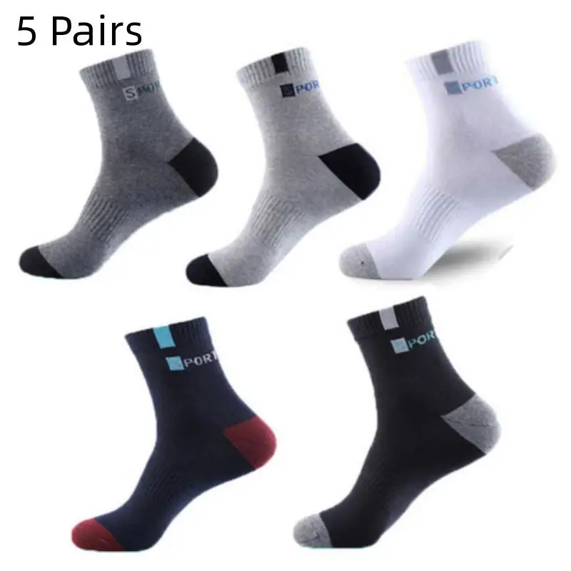 5 Pairs Men Socks Cotton Breathable Fiber Autumn Winter Men Sock Sweat-absorbent Sports Sock Breathable Deodorant Business Socks