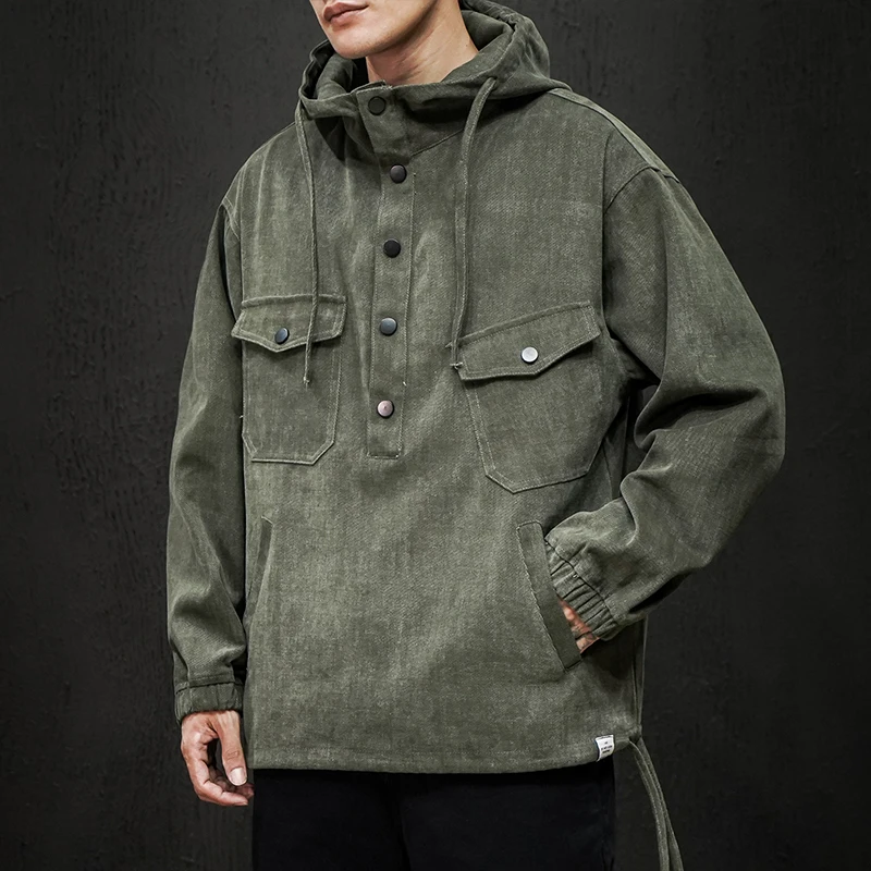 

Nice Pop Men's Coats Spring Autumn Solid Color Casual Loose Hooded Jackets Male Hip-Hop Streetwear Large Size M-5XL Top Pullover