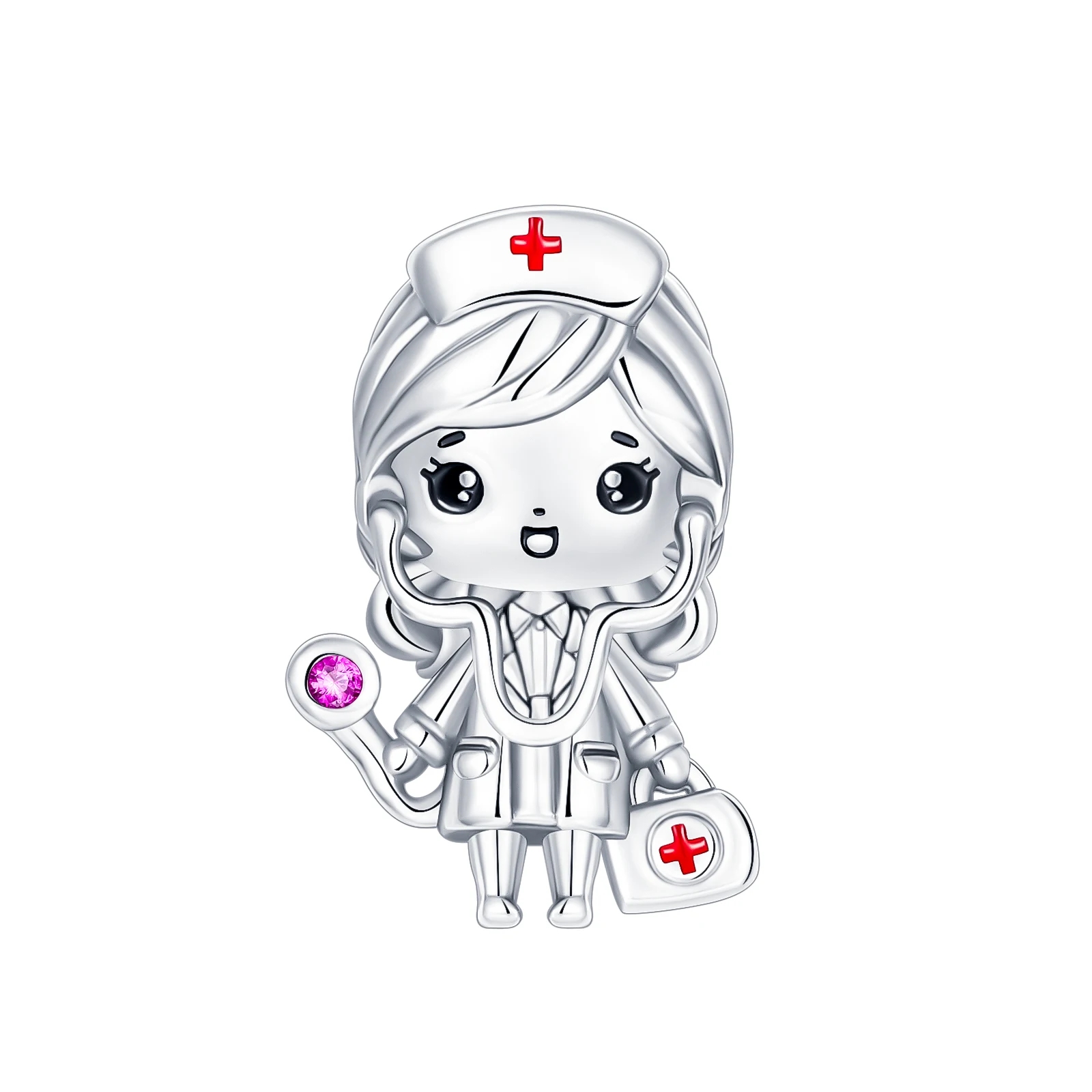 925 Sterling Silver Charm Healthcare Medical Nurse Graduation Beads for Women Fit Original Bracelet Necklace DIY Accessories
