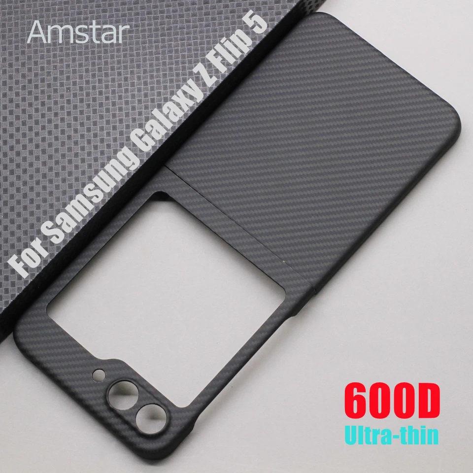 Amstar Carbon Fiber Flip Phone Case for Samsung Galaxy Z Flip 5 Cases Ultra-thin Anti-fall Aramid Fiber Z Flip5 Foldable Cover