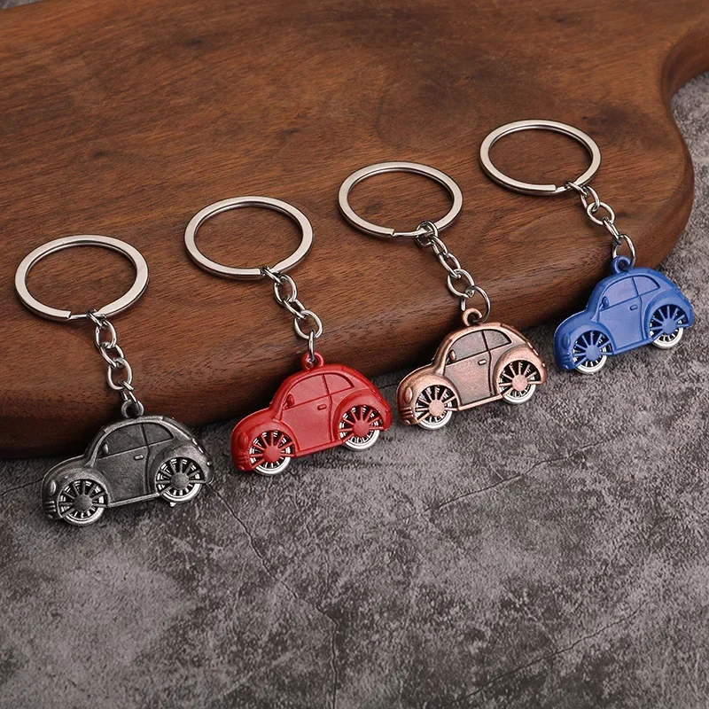 Multi color creative car keychain metal keyring cartoon car pendant small gift